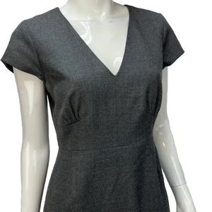 J.Crew Suiting Gray V-Neck Wool Blend Sheath Dress Womens Size 2